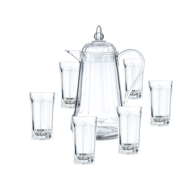 Vague Acrylic Water Jug 2.35 L with 6 Cups Set 