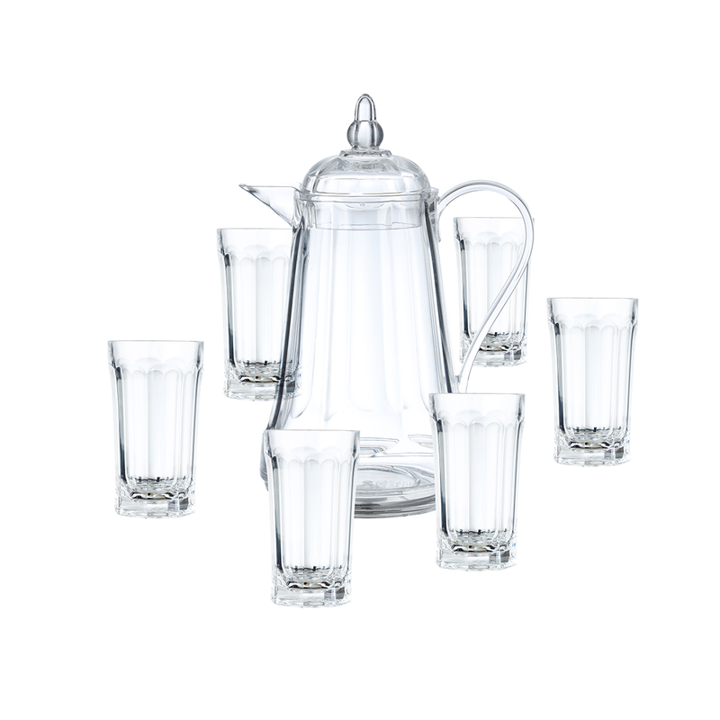 Vague Acrylic Water Jug 2.35 L with 6 Cups Set 