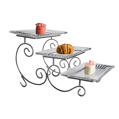 Vague 3 Tier Glass Cake Serving Set