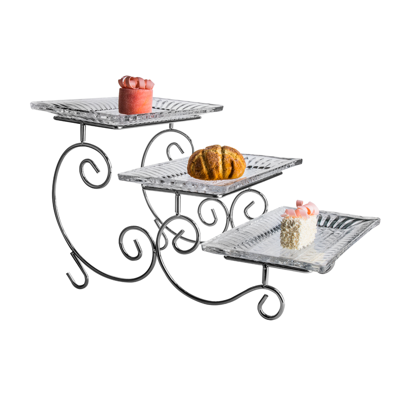 Vague 3 Tier Glass Cake Serving Set