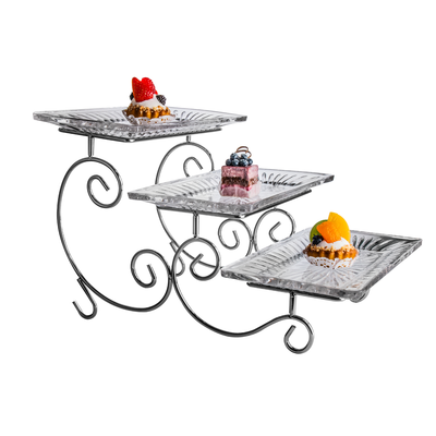 Vague 3 Tier Glass Cake Serving Set