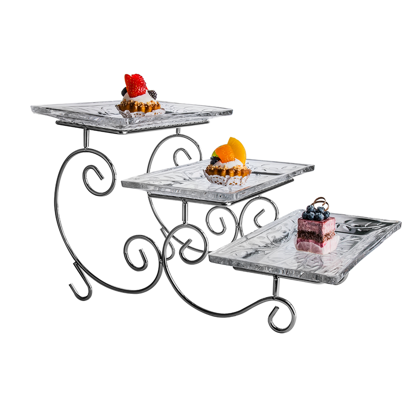 Vague 3 Tier Glass Cake Serving Set