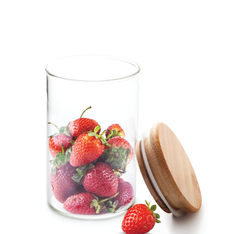 Vague Borosilicate Glass Jar with Bamboo Lid