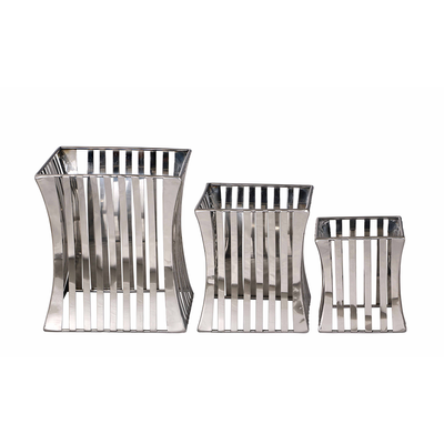 Vague 3 Piece Stainless Steel Square Riser & Stand Set 