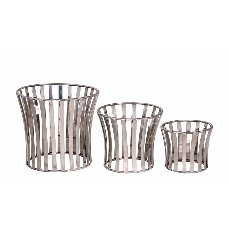 Vague 3 Piece Stainless Steel Round Riser & Stand Set 