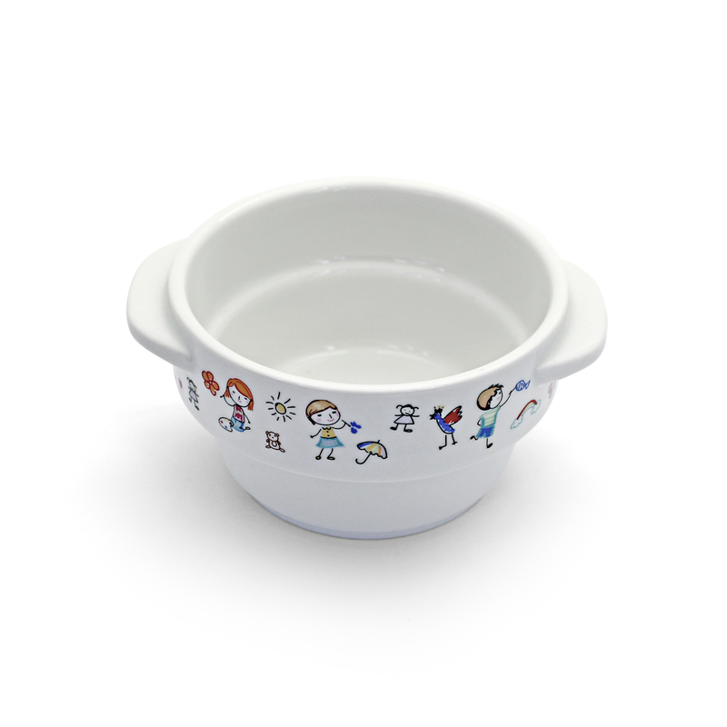 Porceletta Ivory Porcelain Stackable Kids Soup Cup With Handle 4" 