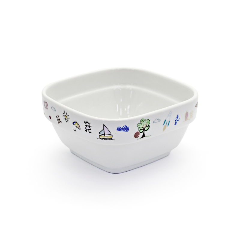 Porceletta Ivory Porcelain Stackable Kids Square Bowl 4" 
