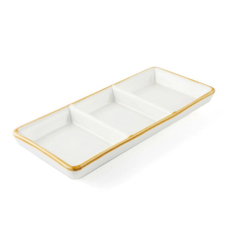 Porceletta Mocha Porcelain Rectangular Compartment Dish