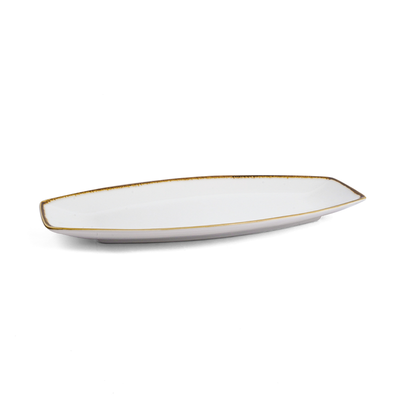 Porceletta Ivory Mocha Boat Plate