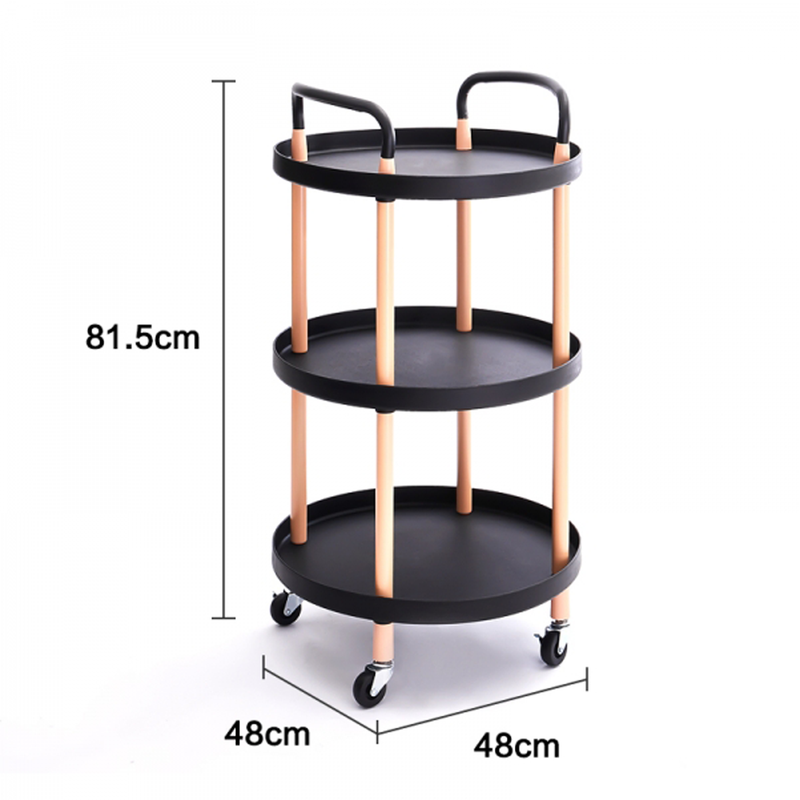 Vague 3-Tier Round Plastic Rolling Cart