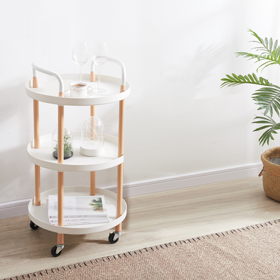 Vague 3-Tier Round Plastic Rolling Cart